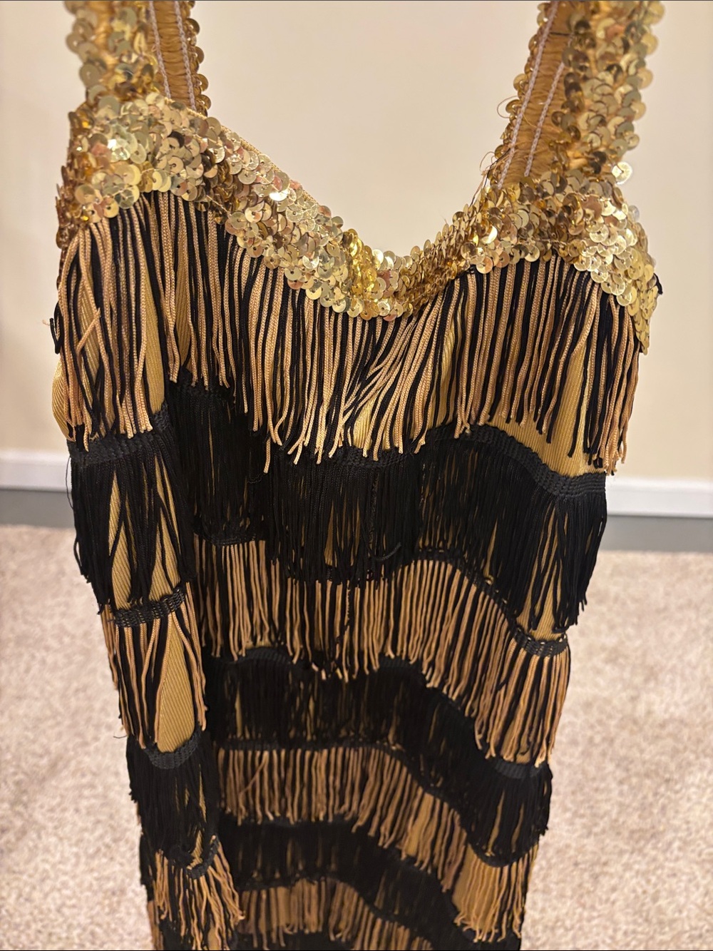 Gold & Black Fringe Sequin Flapper costume